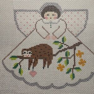 Angel with sweet Sloth Cross Stitch Art